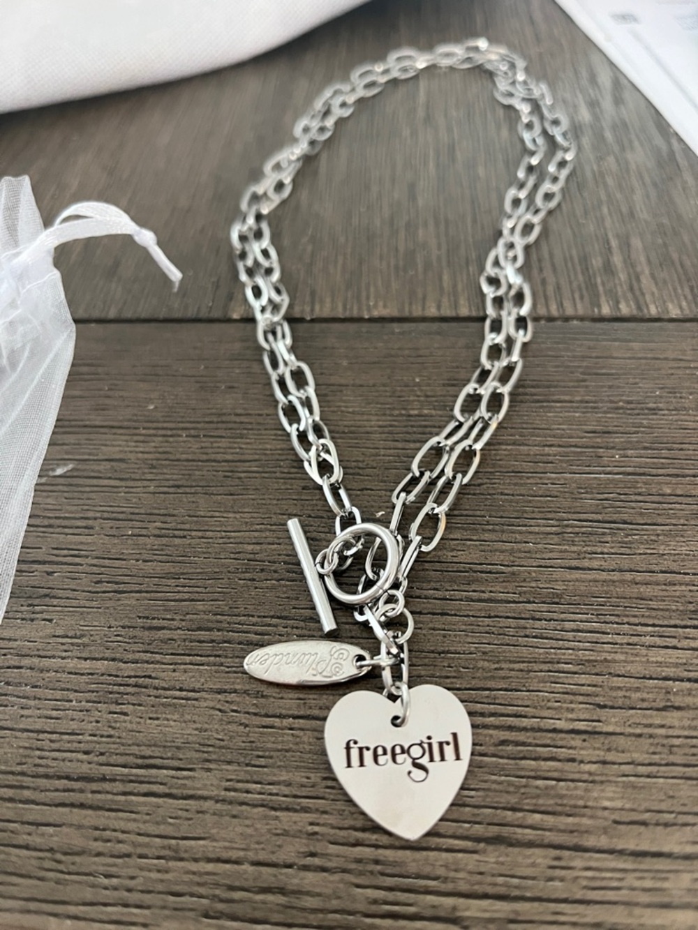 Plunder Silver 'freegirl' Heart Pendant Toggle Necklace